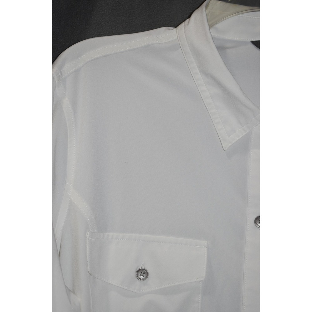 Eddie Bauer XL Women Departure Shirt Ivory Roll Tab Sleeve Button Up Stretch - Picture 7 of 16